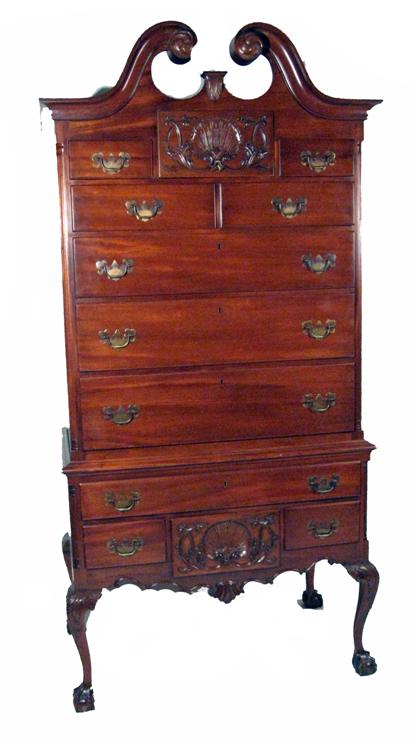 Chippendale-style mahogany highboy    late