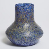 Monart Mottled Blue Glass Vase, c.1930