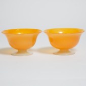 Pair of Orange Glass Bowls, probably