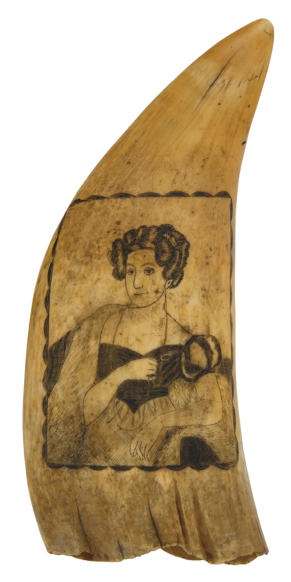 SCRIMSHAW WHALE S TOOTH IN THE 2f28b5