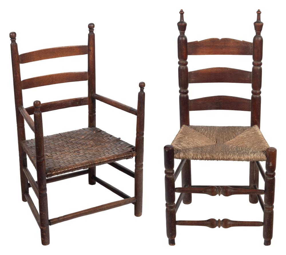 TWO EARLY AMERICAN LADDERBACK CHAIRS 2f2b26