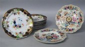 Set of eight English Imari pattern plates
