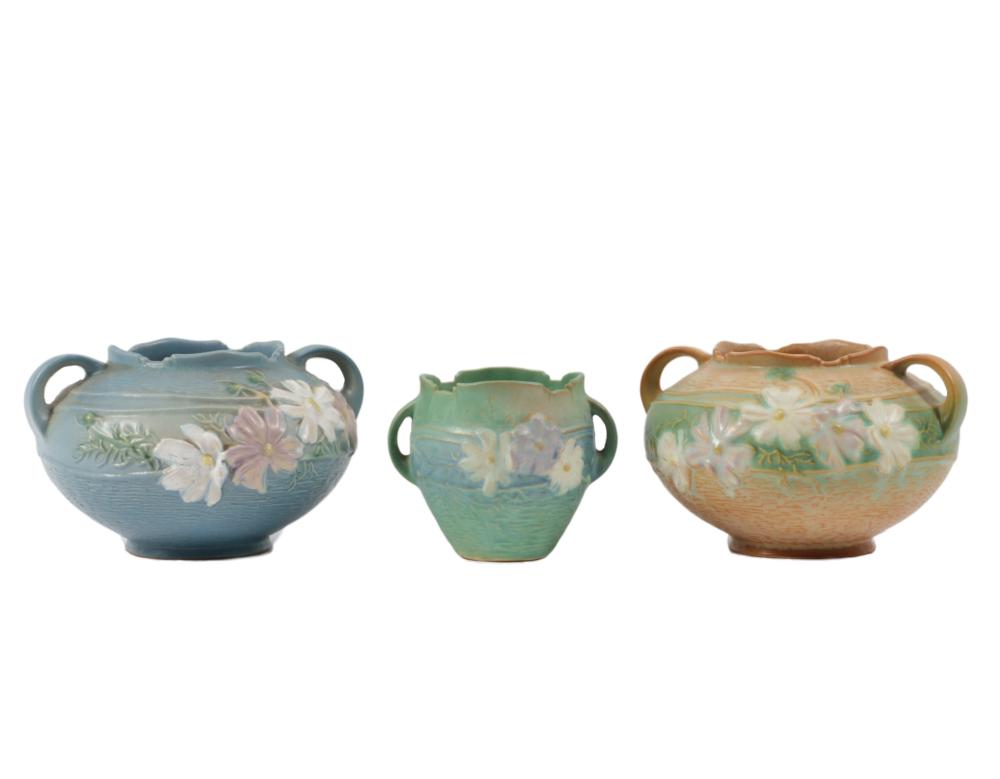 ROSEVILLE COSMOS ART POTTERY 3PC  2f330a