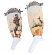 PAIR OF HAND PAINTED PORCELAIN PIPES