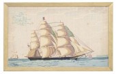 FRAMED EMBROIDERY CLIPPER SHIP FLYING