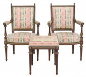  3 FRENCH LOUIS XVI STYLE FAUTEUILS 2f605b