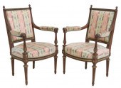  2 FRENCH LOUIS XVI STYLE UPHOLSTERED 2f6076