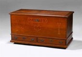 Inlaid walnut blanket chest with two