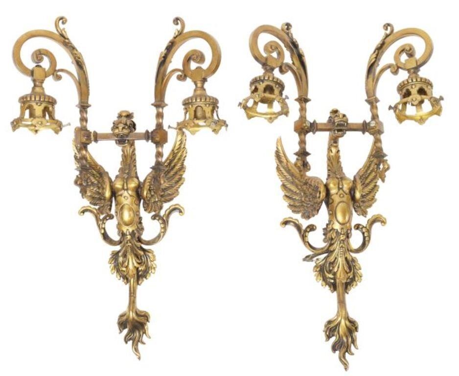 (2) FRENCH EMPIRE STYLE GILT METAL