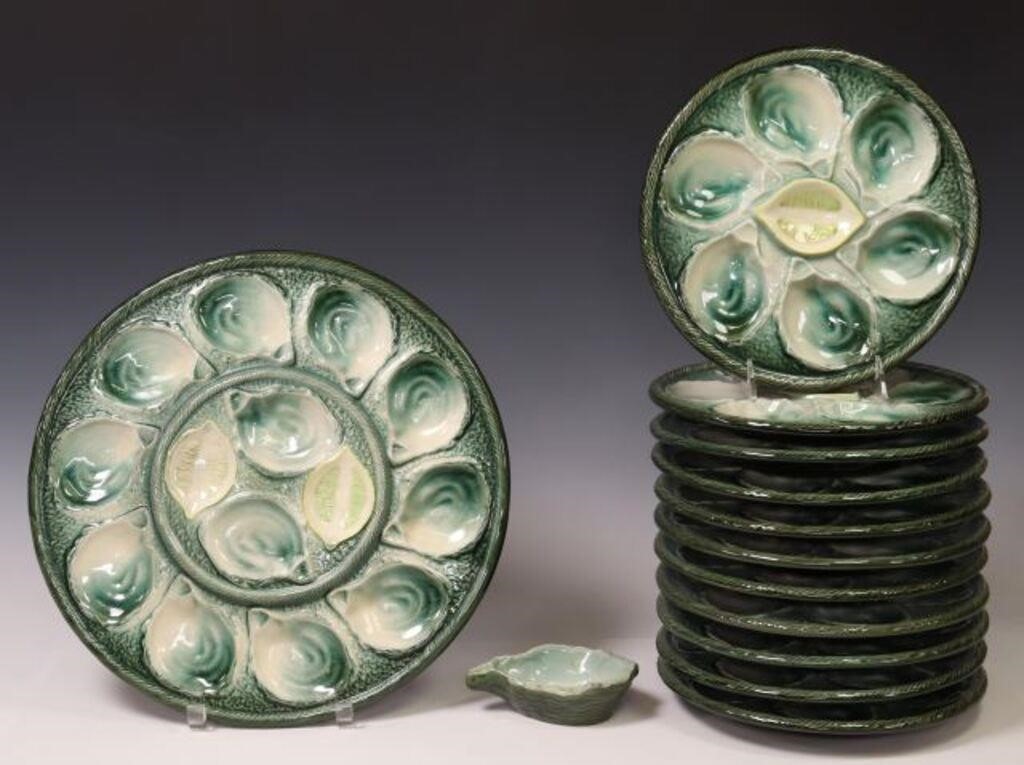  13 FRENCH FAIENCE OYSTER SERVICE lot 2f6357