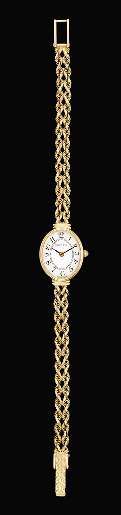 Lady's 14 karat yellow gold wristwatch, Tiffany