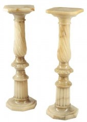 (2) LOUIS XVI STYLE ALABASTER FLUTED