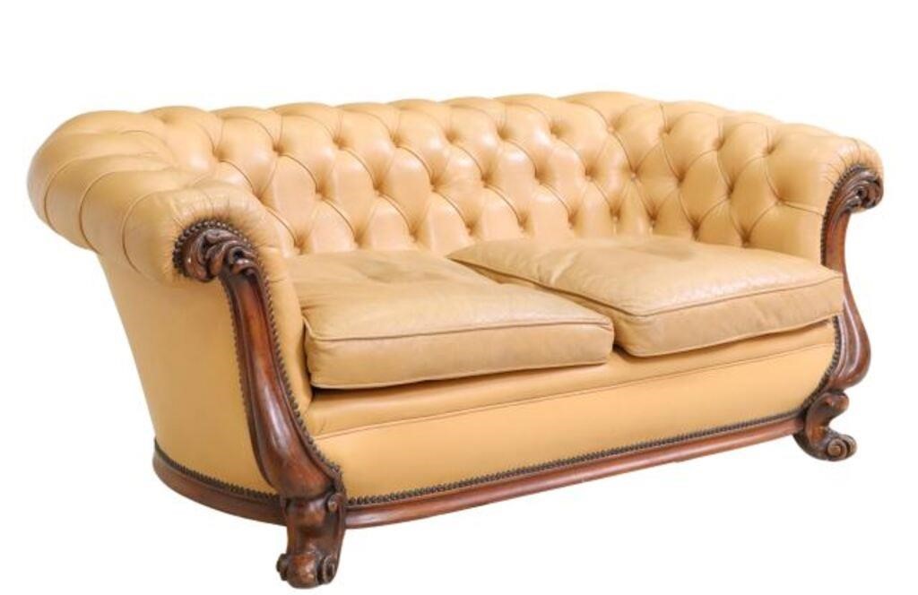 CHESTERFIELD STYLE TAN TUFTED LEATHER 2f6d64