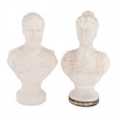 A Pair of French Milk Glass Portrait