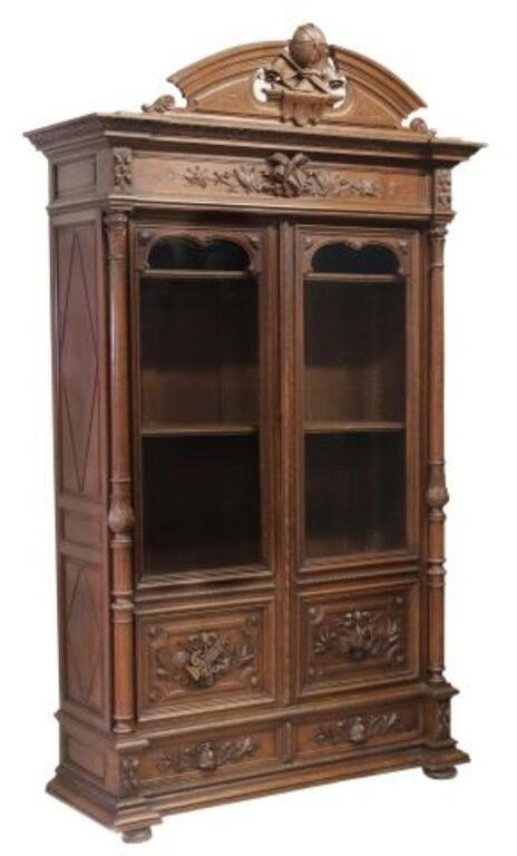 FRENCH CARVED OAK LIBRARY BOOKCASE  2f6ff9