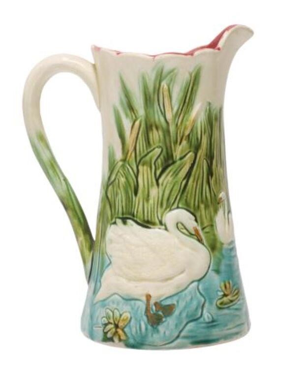 ORCHIES FRANCE MAJOLICA SWAN PITCHERFrench 2f71ca