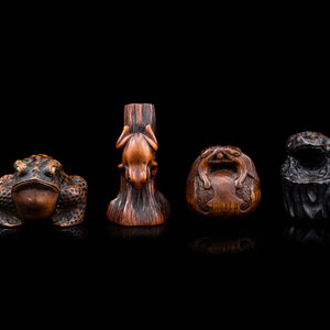 Four Japanese Carved Wood Netsuke Late 2f53ff