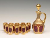 MOSER RUBY CABOCHON DECANTER WITH SIMILAR