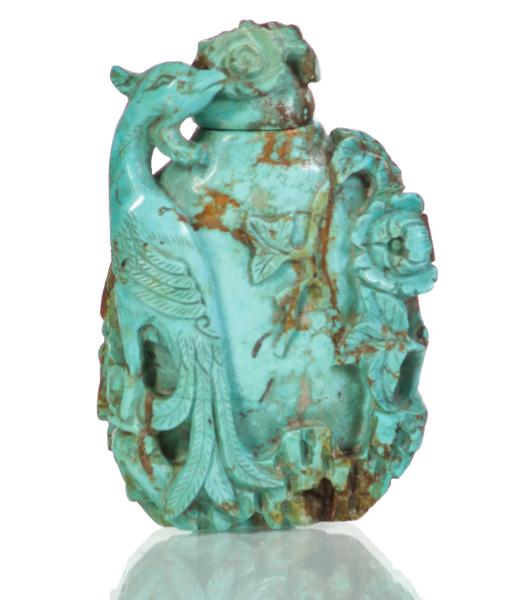 A CHINESE CARVED TURQUOISE SNUFF 2f5a96