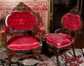 INLAID VICTORIAN PARLOR CHAIRS ATTRIBUTED