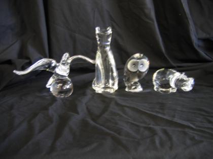 Group of four Steuben glass figures of animals