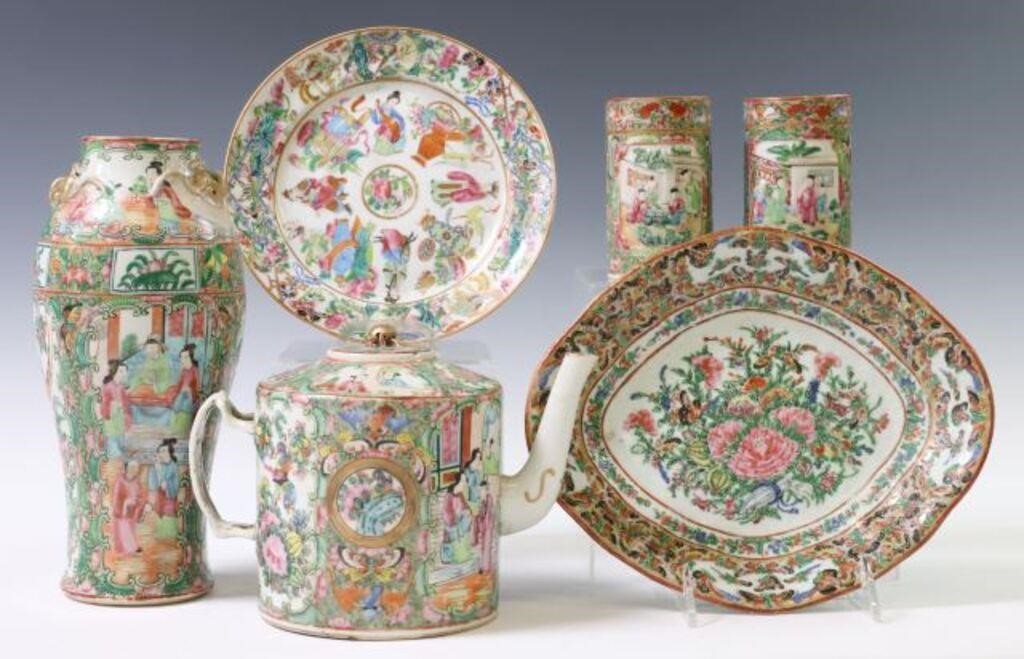  6 CHINESE CANTON ROSE ENAMELED 2f861d
