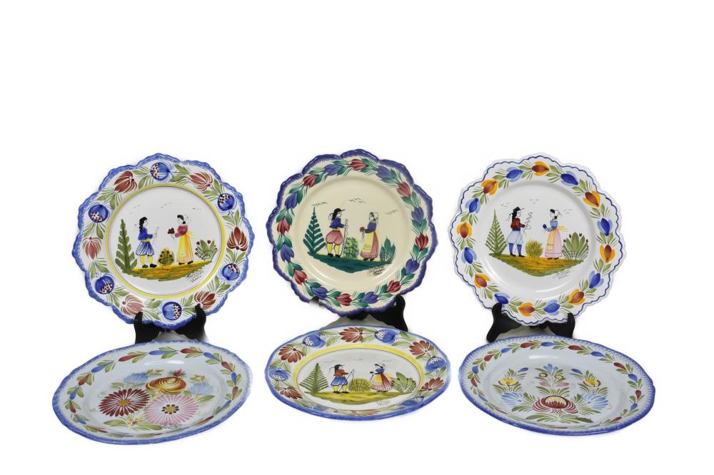 SIX FRENCH QUIMPER FAIENCE PLATES  2f86d8
