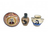 THREE PIECES OF HB QUIMPER POTTERY,