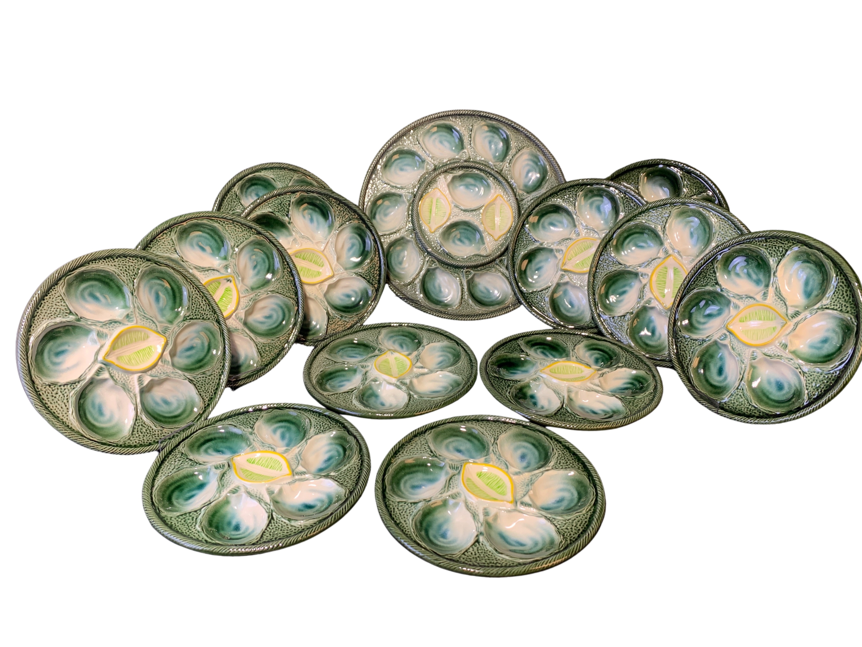 13 PC FRENCH FAIENCE OYSTER SET 2f8b66