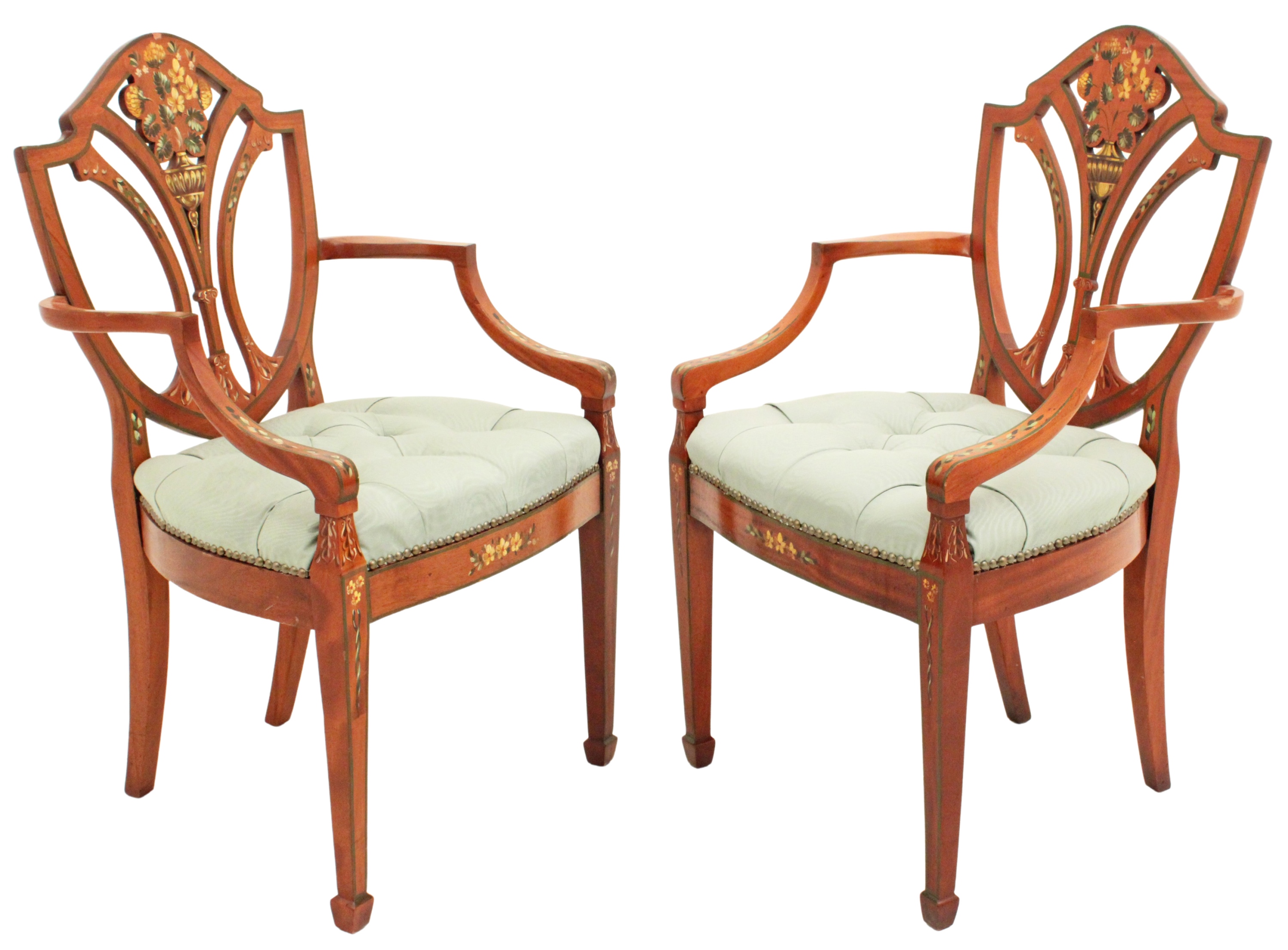 PR OF PAINTED SATINWOOD ARM CHAIRS 2f8e93
