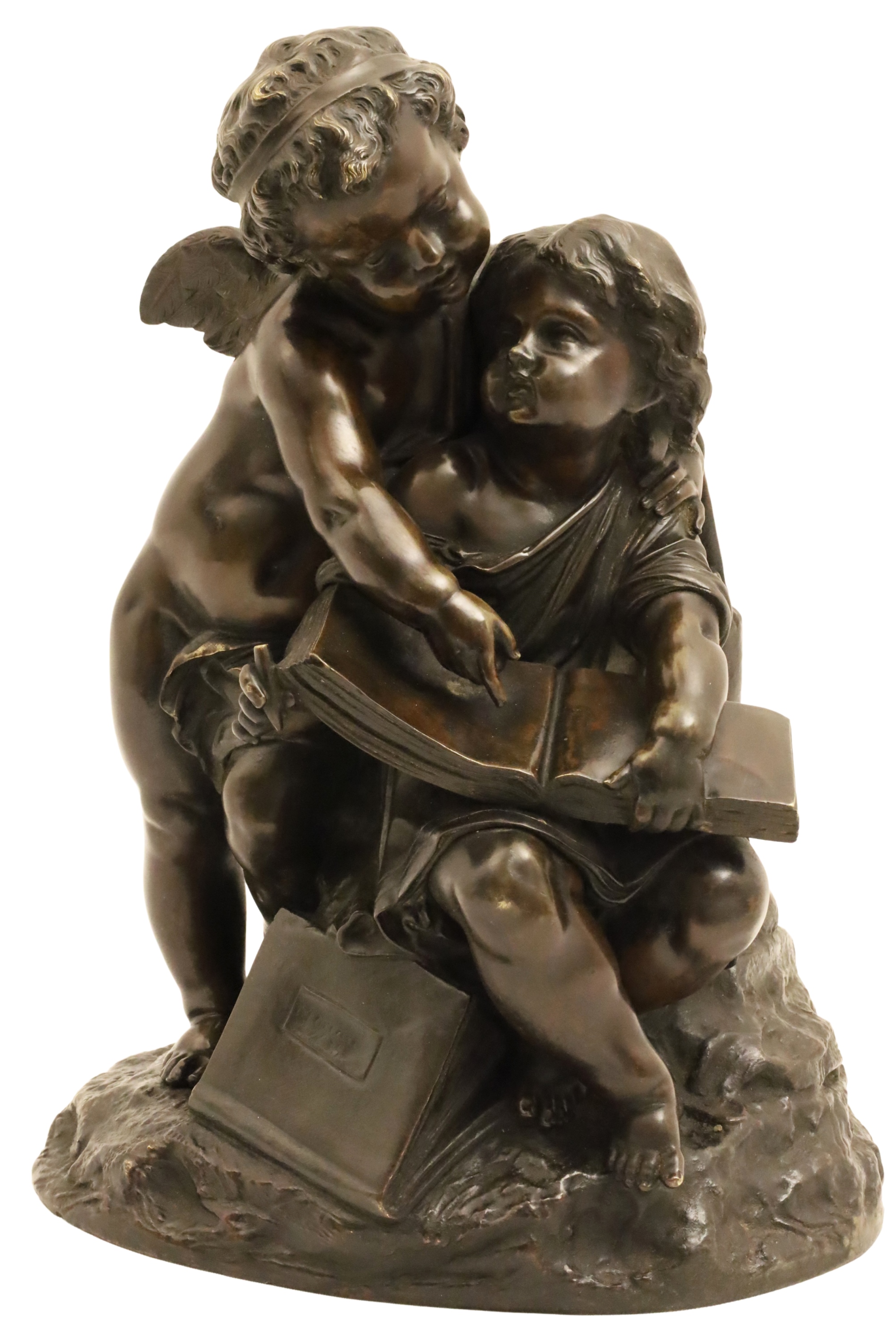BRONZE SCULPTURE OF CUPID AND CHILD  2f8ed6