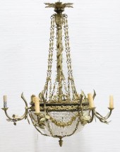 FRENCH BRONZE & CRYSTAL CHANDELIER Nice