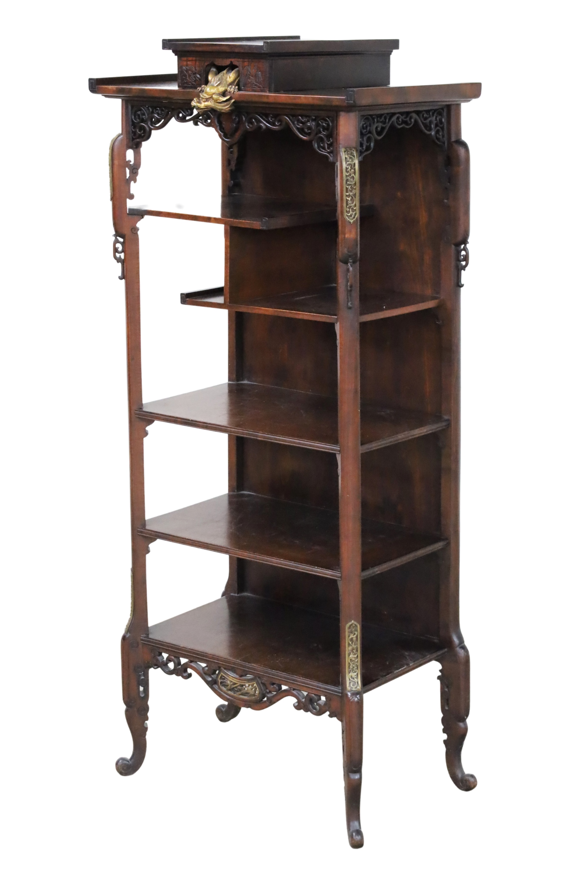 CHINESE ROSEWOOD ETAGERE WITH DRAGON 2f9181