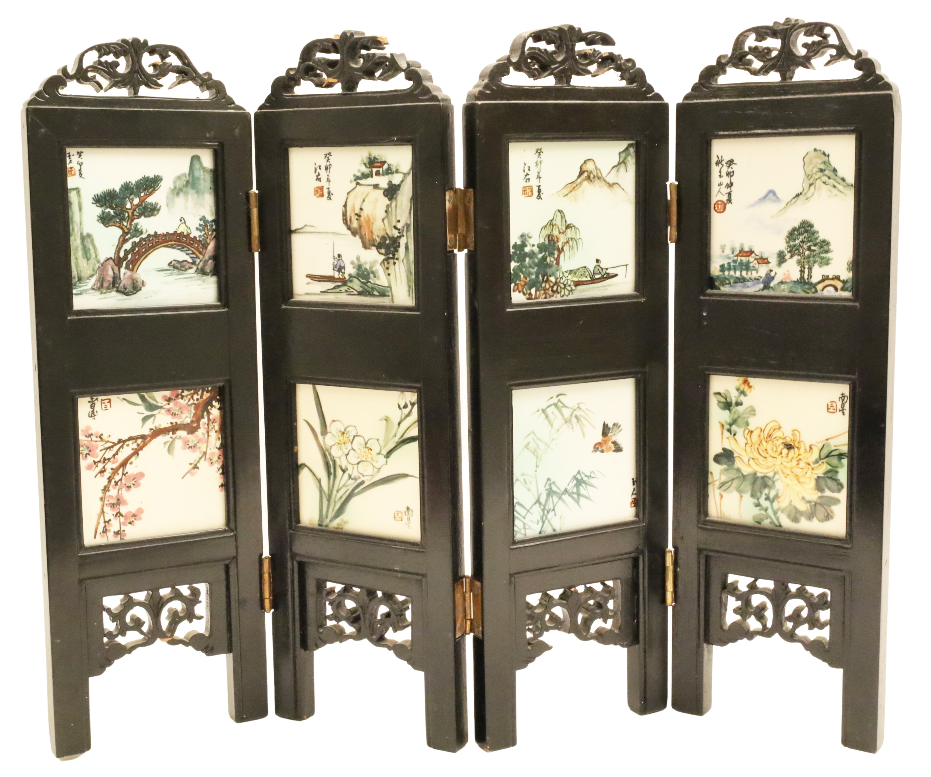 4 PANEL CHINESE PORCELAIN INLAID 2f91d7