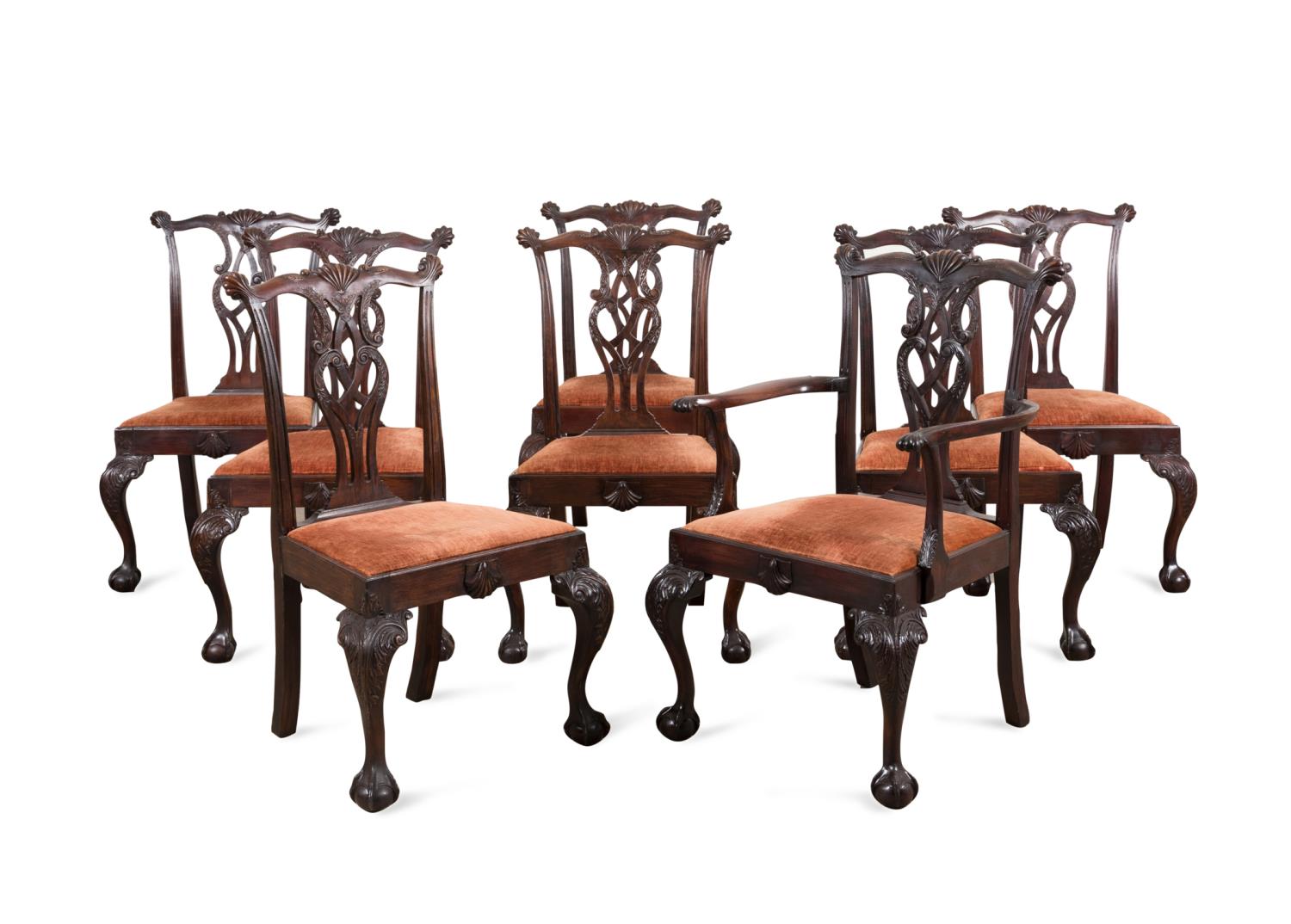 SET OF 8 CHIPPENDALE STYLE MAHOGANY 2f96b8