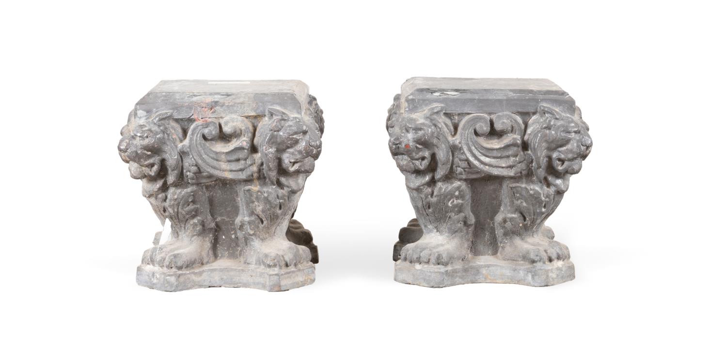 PAIR ENGLISH WINGED LION LEAD GARDEN 2f985d