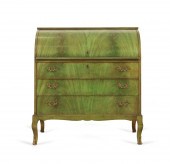 LOUIS XV STYLE GREEN STAINED ROLL TOP