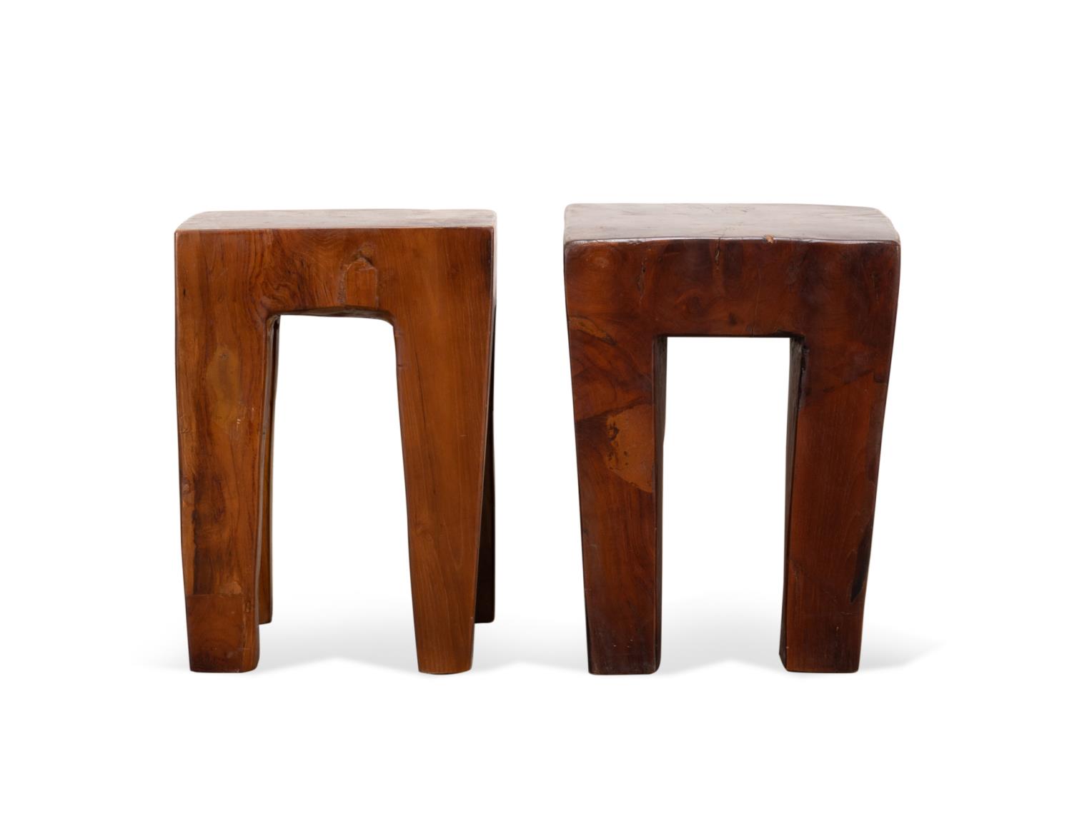TWO SOLID WOOD OCCASIONAL STOOLS 2f9aa9