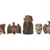 Five Mexican Copper Festival Masks
20th