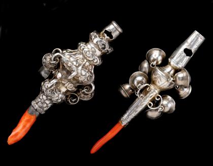 Two George III sterling silver and coral
