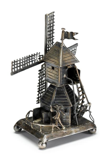 Miniature Dutch silver windmill 4c03f