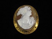 Large cameo in gold fill frame    White