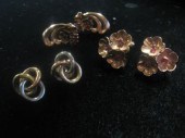 Three pairs yellow gold earrings 4c4b2