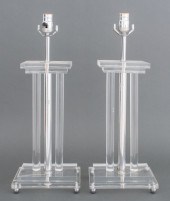 MIDCENTURY LUCITE AND CHROME TABLE LAMPS,