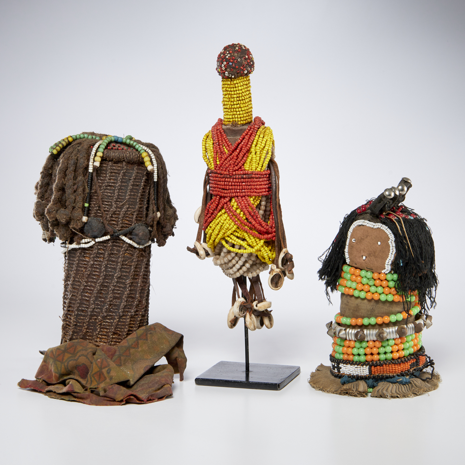  3 WEST AFRICAN BEADED FIGURES  2fb8fa