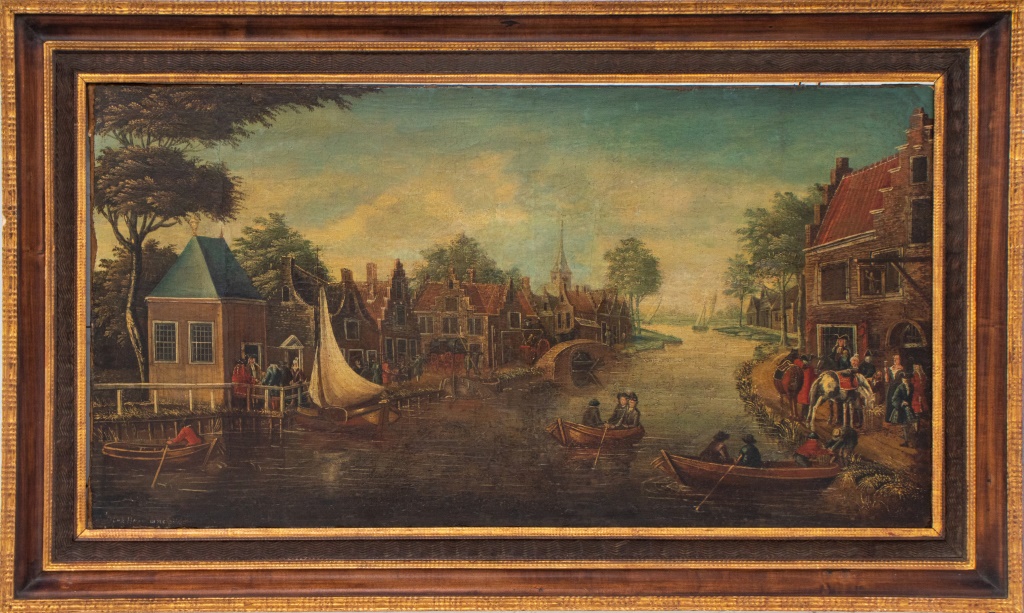 DUTCH OLD MASTER SIGNED CANAL SCENE 2fb992
