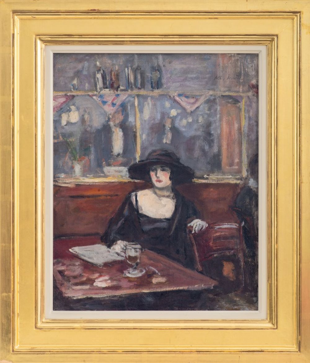 ALBERT ANDRE WOMAN IN CAFE OIL 2fbce2