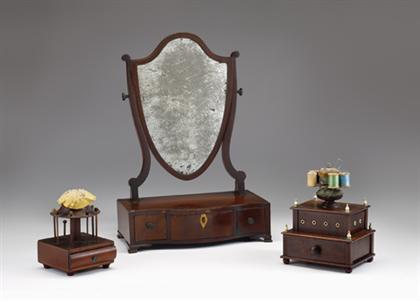 Federal mahogany dressing mirror and two
