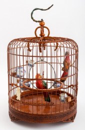 CHINESE VINTAGE WOODEN BIRD CAGE WITH