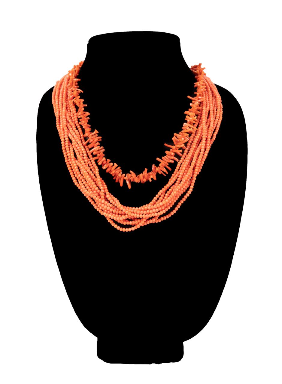 TWO CORAL AND GOLD NECKLACES CA 2f9bc3